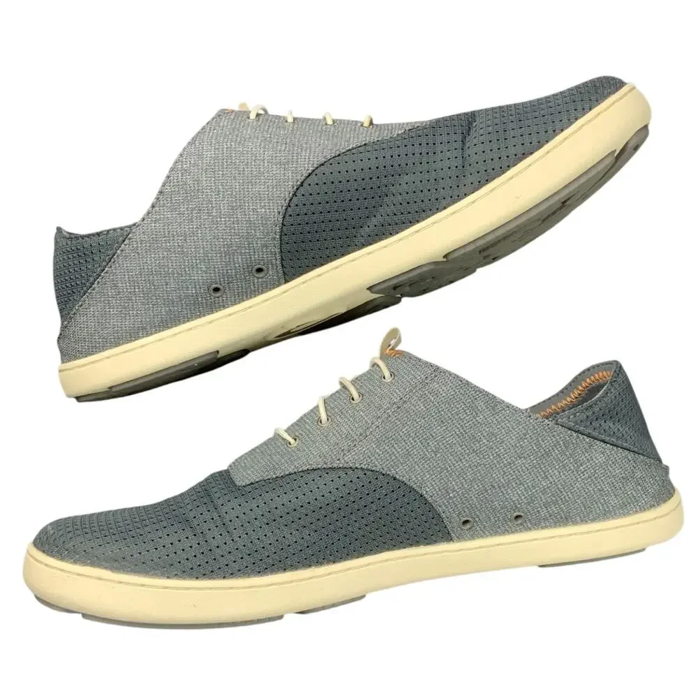 OluKai Nohea Moku Men’s Size 12 Gray Casual Boat Shoes Lightweight Comfort